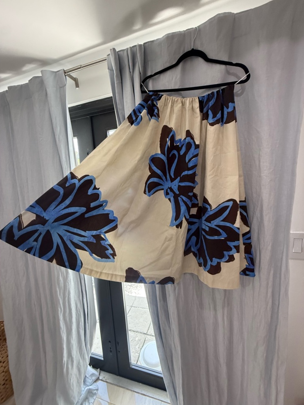 Iconic Zara Blue Floral Print A-Line Women's Skirt